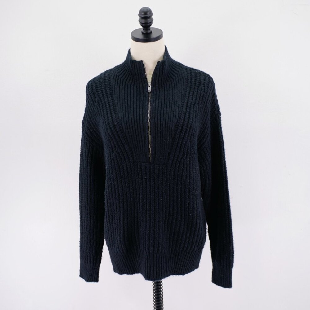 Gap Medium Black Cable Knit 1/2 Zip Sweater Cotton Polyester Acrylic Long Sleeve